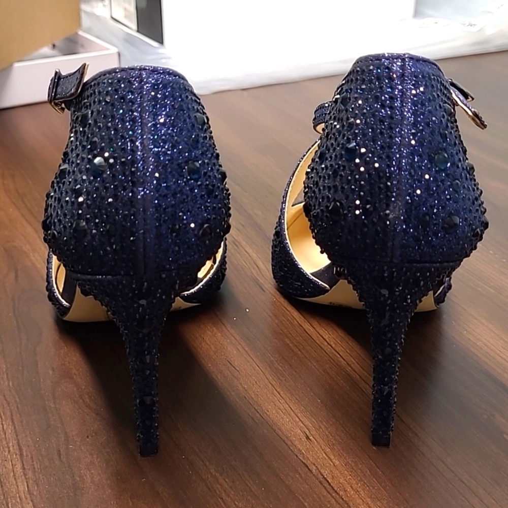 Jessica Simpson Navy Sparkle Heels - Picture 4 of 10